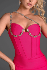 Aimilios Rhinestone Corset Bandage Dress