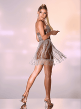 Halo Crystal Fringe Mini Dress