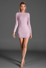 Calloglou Long Sleeve Rhinestone Mini Dress