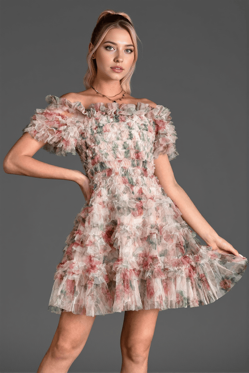 Gabraki Floral Ruffle Mini Dress