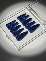 Royal Blue Crystal Stilleto Handmade Press On Nails