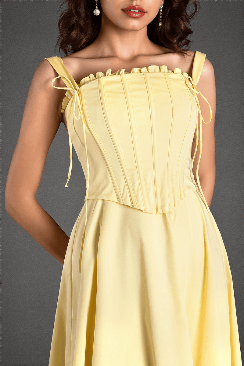 Artinou Strap Tie Corset Dress Set