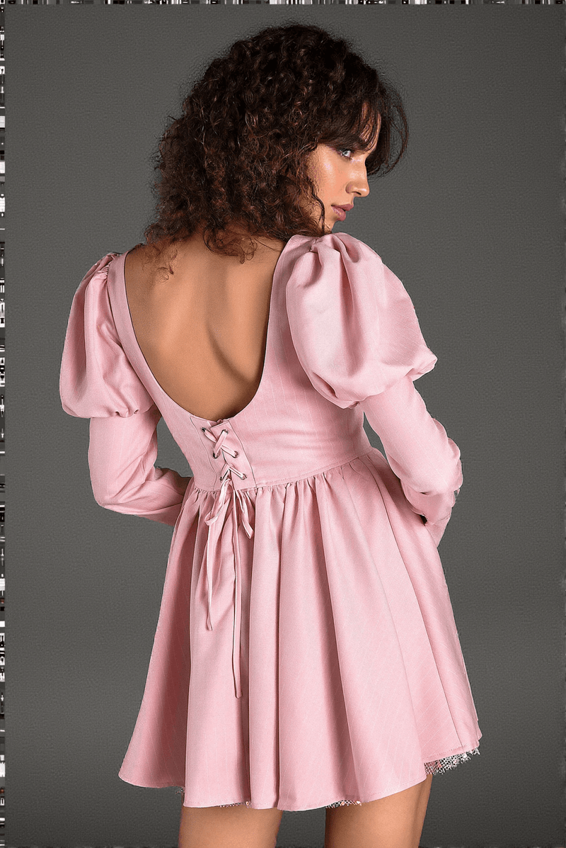 Mideia Puff Sleeve Square Neck Mini Dress