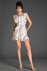 Pepoglou Sequin Floral Ruffle Mini Dress