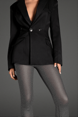 Calleli V-Neck Glitter Blazer Set