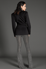 Calleli V-Neck Glitter Blazer Set