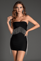 Pallaki Strapless Fringe Mini Dress