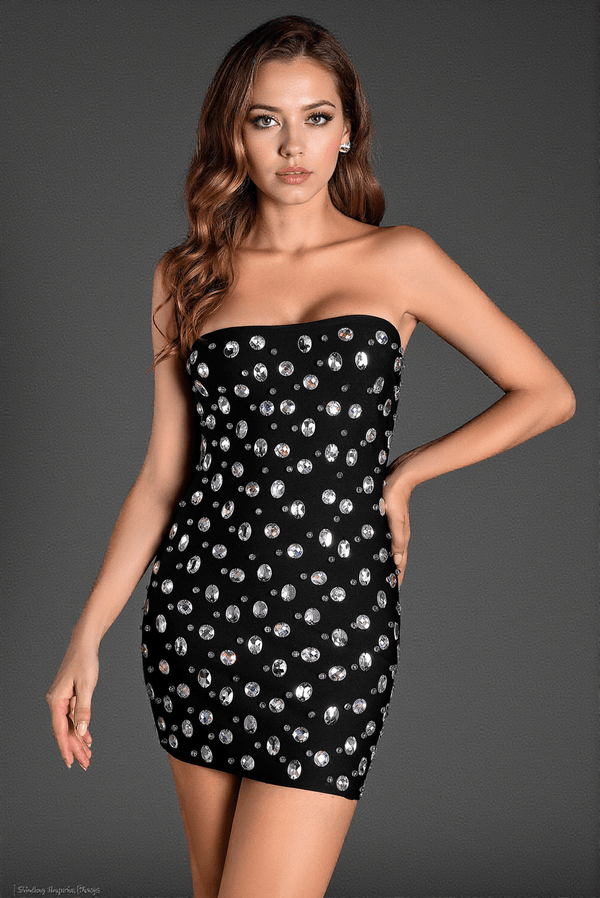 Boosalelis Strapless Diamond Mini Dress