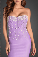 Diamanto Off Shoulder Pearl Mermaid Dress