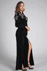 Trainoti Diamond Beaded Slit Blazer Set