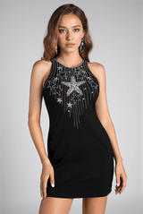 Logou Sleeveless Star Diamond Mini Dress