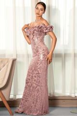 Chondroli Sequin One-Shoulder Mermaid Evening Dress