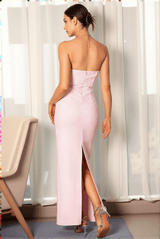 Kanelouli Pink Embroidered Bandage Evening Dress