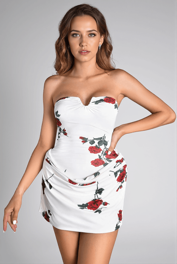 Pulas Off Shoulder Floral Pleat Dress