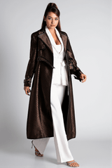 Leventili Lapel Belted Long Overcoat