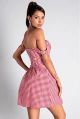 Dorotheos Off Shoulder Plaid Mini Dress