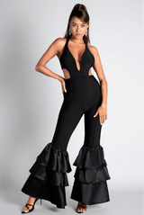 Vala V-Neck Ruffle Backless Jumpsuit