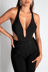 Vala V-Neck Ruffle Backless Jumpsuit