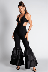 Vala V-Neck Ruffle Backless Jumpsuit