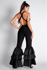 Vala V-Neck Ruffle Backless Jumpsuit