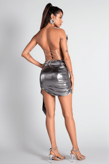 Mirto Silver Metallic Skirt Two-Piece Set