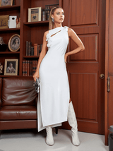 Hecate Cutout Latex Split Maxi Dress In White