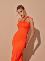 Emi One Shoulder Backless Maxi Dress In Orange