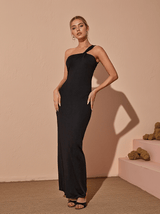 Emi One Shoulder Backless Maxi Dress In Black