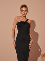 Emi One Shoulder Backless Maxi Dress In Black