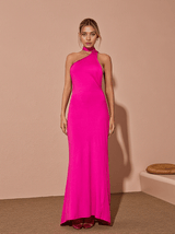 Toula Backless Maxi Dress In Hot Pink