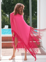 Ceridwen Fringe Mini Dress In Hot Pink