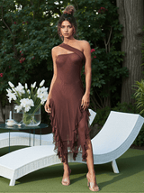 Kassiani Asymmetric See Through Ruffle Dress