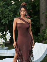 Kassiani Asymmetric See Through Ruffle Dress