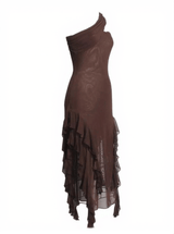 Kassiani Asymmetric See Through Ruffle Dress