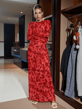 Cecily Long Sleeve Rose Printed Maxi Dress