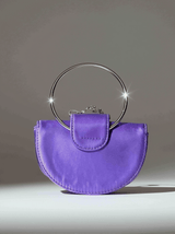 Dorothea Satin Crystal Clutch In Purple