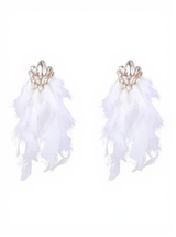 Sayda Rhinestone Feather Earrings