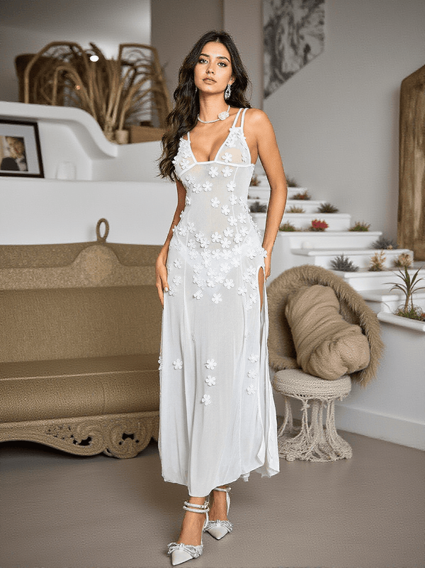 Ifuru Flower Embellished Split Dress