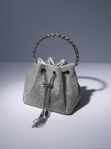 Mattea Crystal Embellished Bucket Bag In Silver