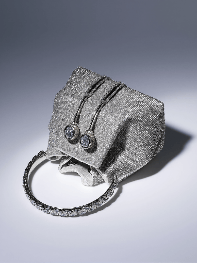 Mattea Crystal Embellished Bucket Bag In Silver