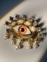 Hemlock Pearl Embellihsed Eye Brooch