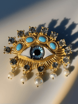 Hemlock Pearl Embellihsed Eye Brooch