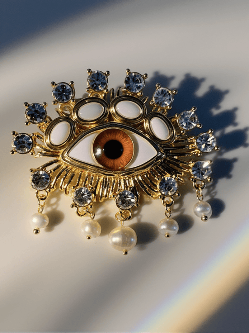 Hemlock Pearl Embellihsed Eye Brooch