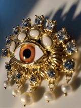 Hemlock Pearl Embellihsed Eye Brooch