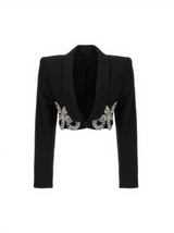 Merrick Butterfly Crystal Embellished Blazer In Black