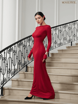 Ofir V Neck Ruched Maxi Dress In Wine