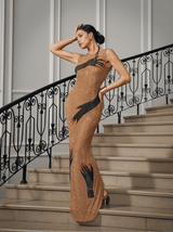 Billy Diamond Hands Illusion Maxi Dress In Dark Nude