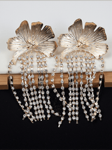 Tsuki Flower Crystal Fringe Earrings