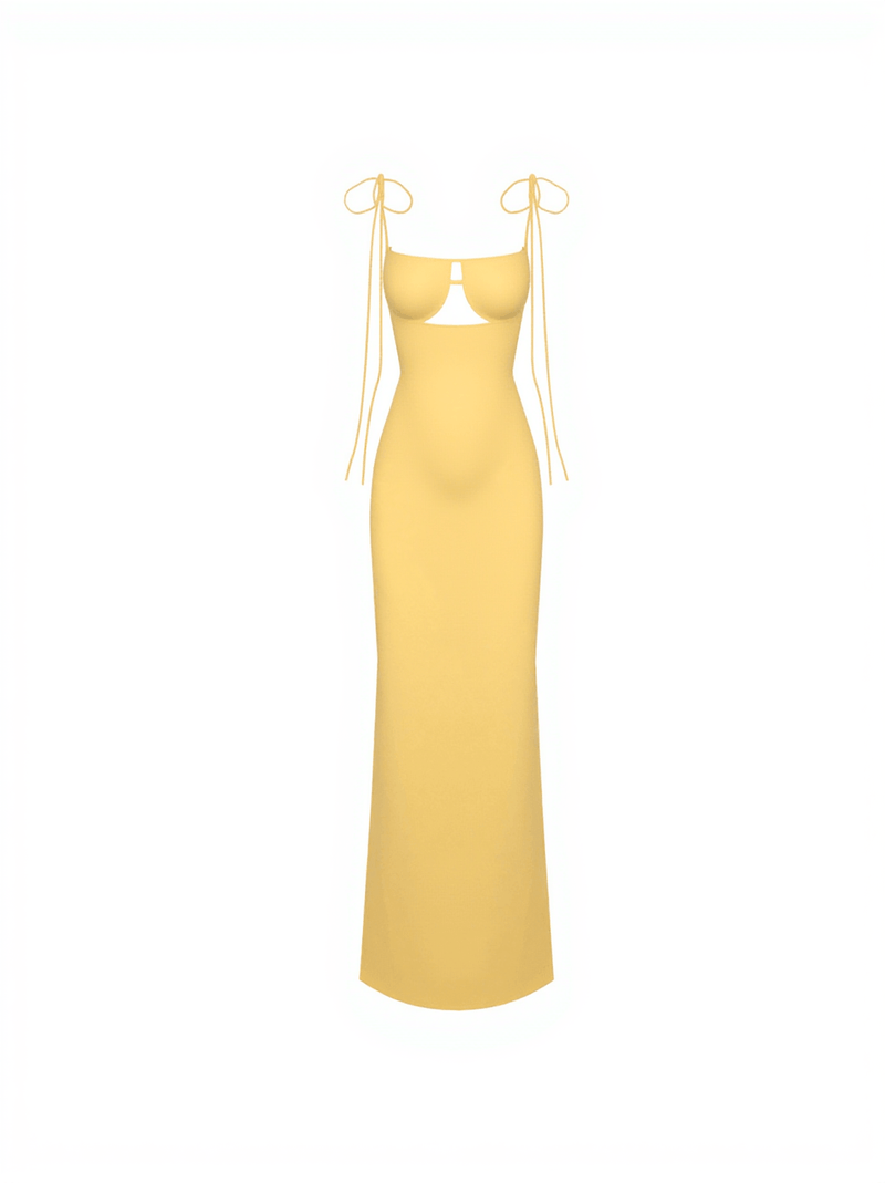 Gwyn Shell Cutout Maxi Bandage Dress In Yellow