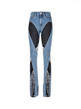 Lettice Lace Paneled High Rise Skinny Jeans